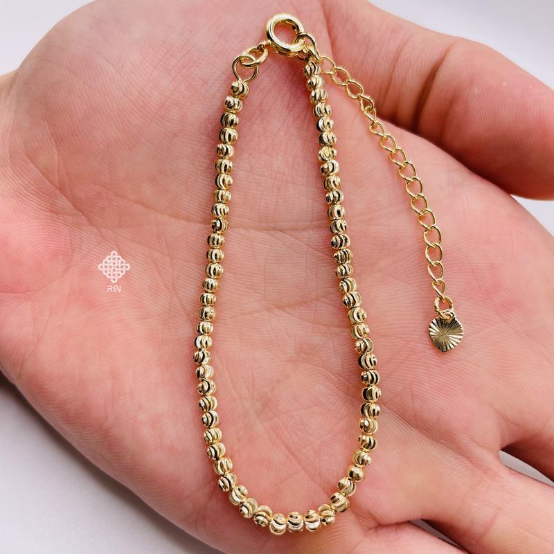 Lắc tay bi titan không gỉ 2 li màu vàng Vòng tay bi titan không phai màu không rỉ sét trangsucmoiluatuoi.RIN