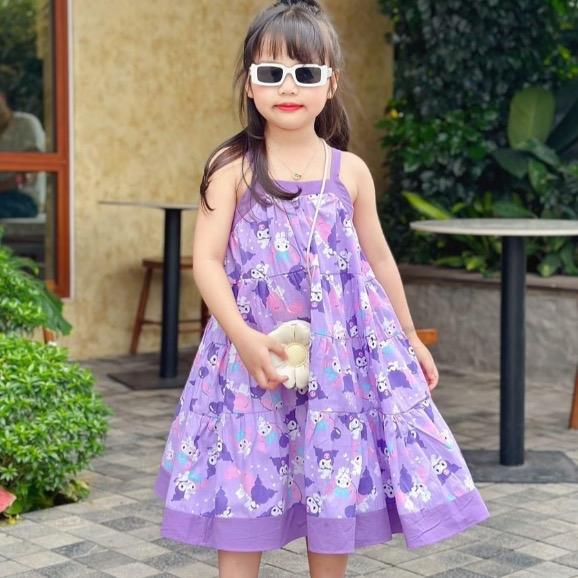 ￼DL28 (10 -35kg)váy đũi dây màu tím dáng dài - váy thiết kế chất đũi mềm siêu xinh thoáng mát cho bé gái 0