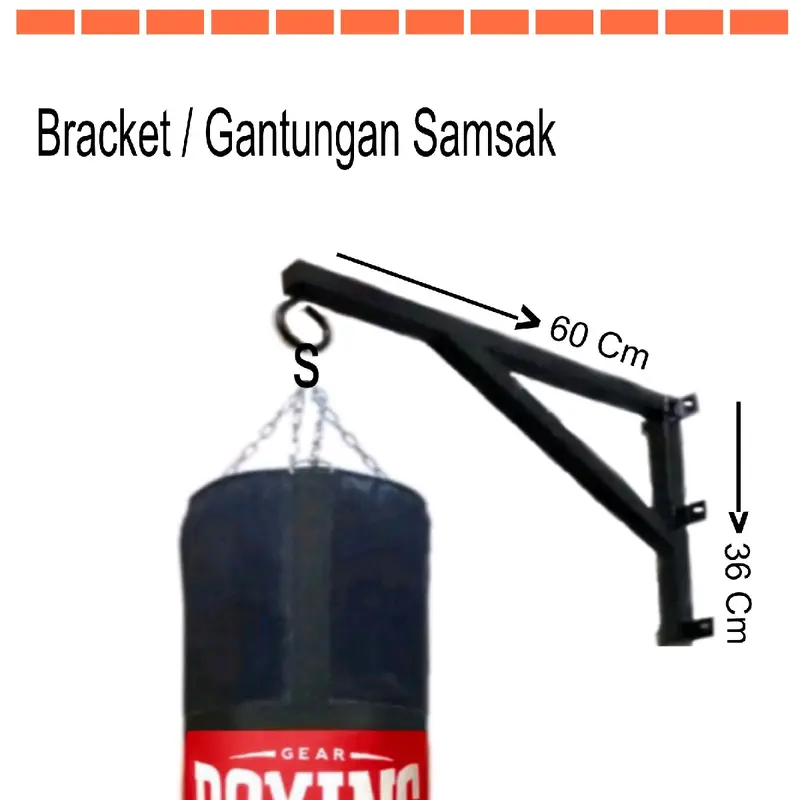 Gantungan Samsak Tinju Beladiri Muaythai MMA SAMSAK GANTUNG Bracket 60Cm X 36Cm Boxing 0