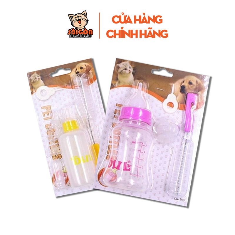 Bình sữa cho chó mèo sơ sinh tiện dụng, có kèm núm phụ và cây chà rửa