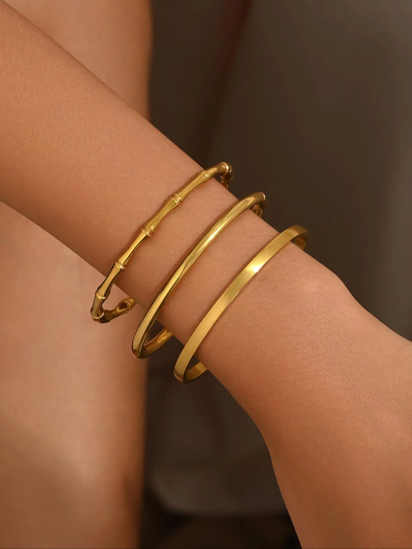 Women's Elegant Minimalist Bamboo Joint Design Bangles, Trendy Exquisite Bangles, Chic All-match Vintage Jewelry As Gift for Girlfriend