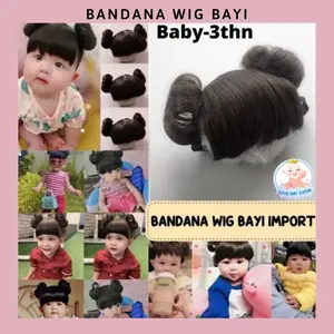Bandana Wig Bayi Anak Rambut Palsu Poni Depan Lembut Black Accessories