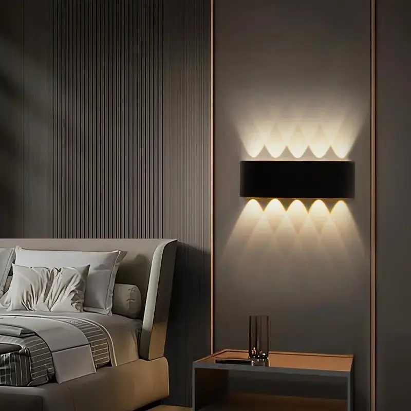 Outdoor Wall Light, 4 Counts 10 LED Up and Down Light, Exterior Wall Lamp, Wired Decorative Light for Garden, Wall, Courtyard, Bedside, Living Room 5