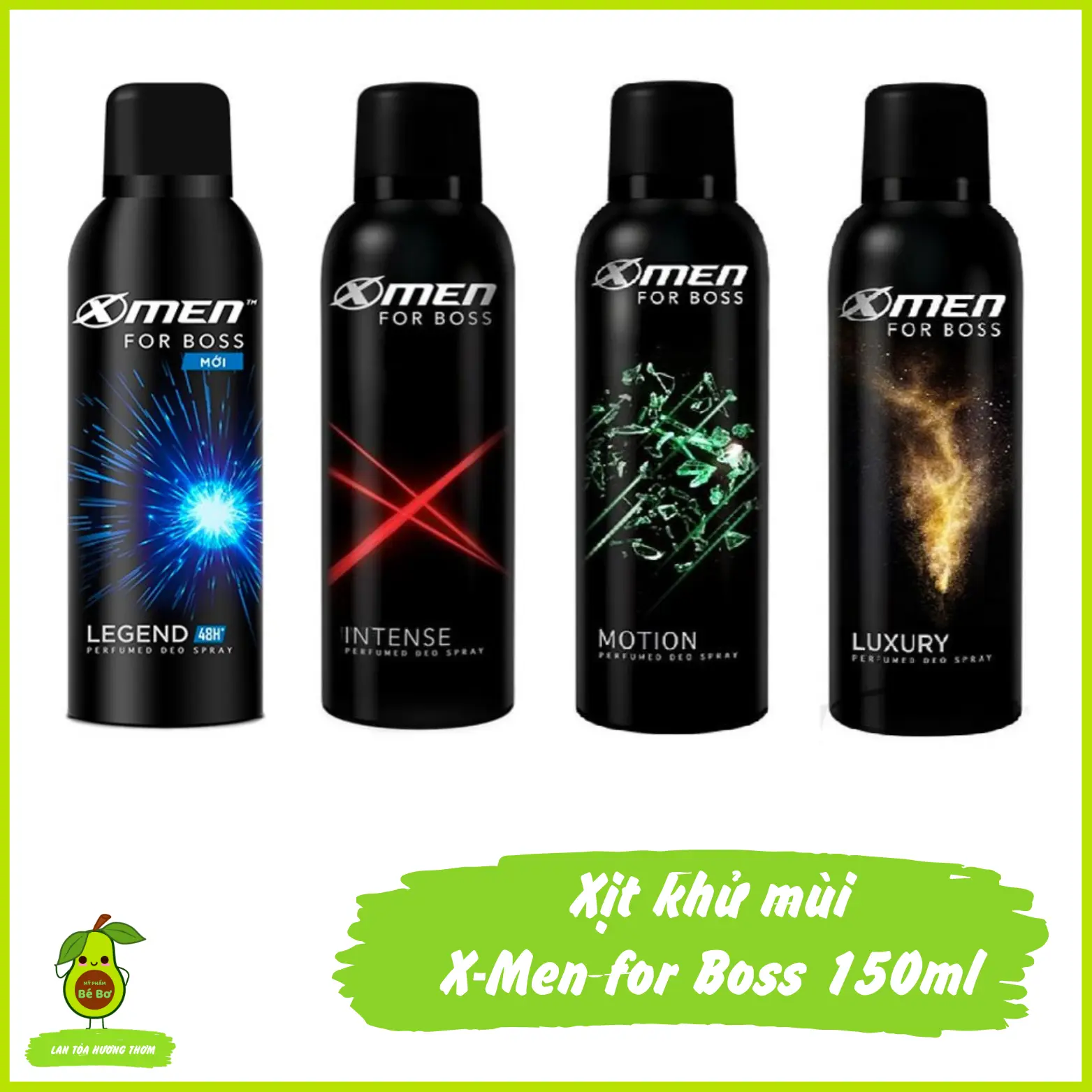 Xịt khử mùi X-Men For Boss 150ml - Xịt ngăn mùi Xmen hương nước hoa nam kháng khuẩn hương intense motion legend luxury giảm mồ hôi nách Dưỡng Thể