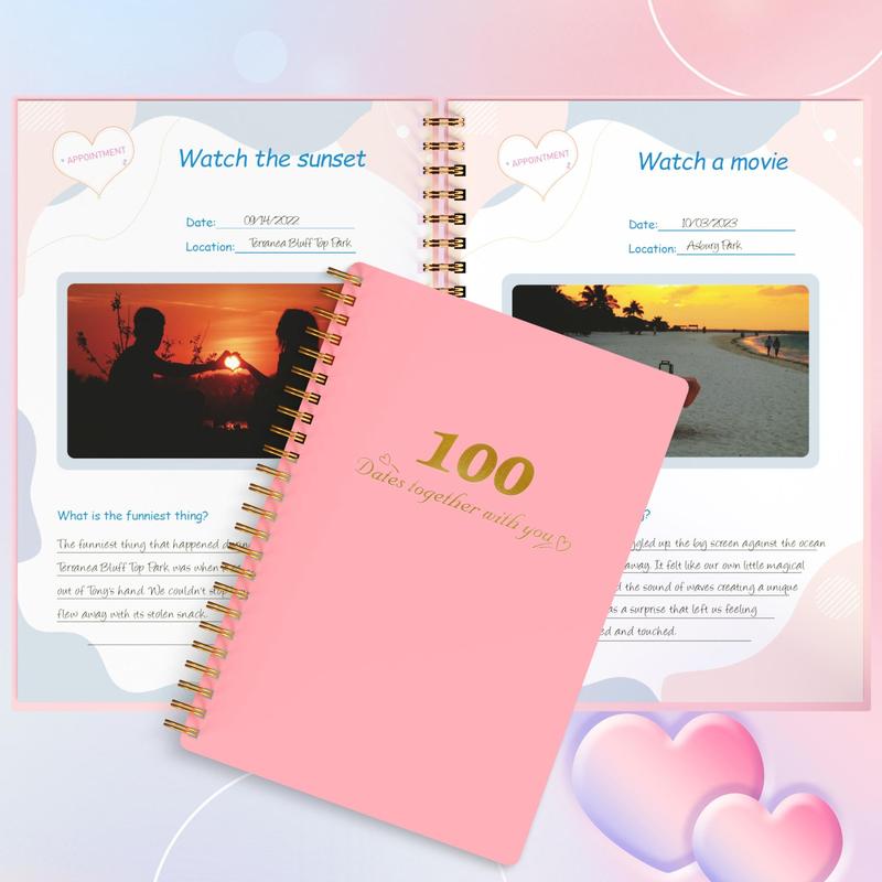 School Supplies Dating Record Notebook, 1 Count Portable Dating Guide Spiral Notebook, Perfect Couple Gift, Unique Gift For Him/Her, Romantic Gifts for Girlfriend/Boyfriend, Holiday Essentials, Valentine's Day Gift 4