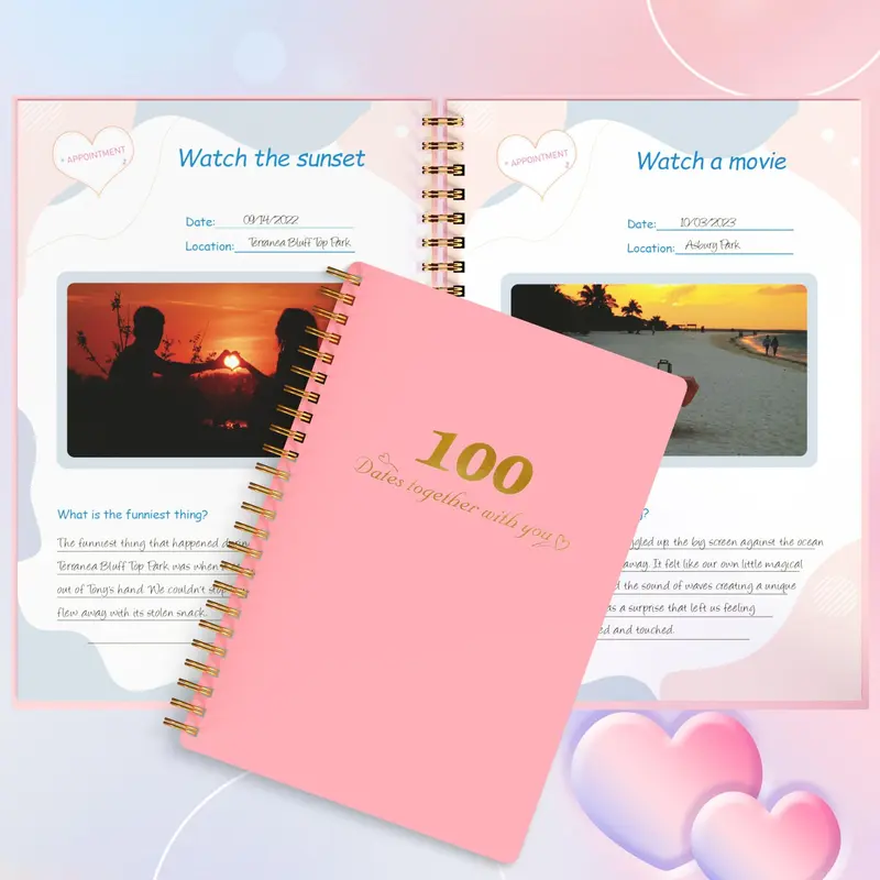 School Supplies Dating Record Notebook, 1 Count Portable Dating Guide Spiral Notebook, Perfect Couple Gift, Unique Gift For Him/Her, Romantic Gifts for Girlfriend/Boyfriend, Holiday Essentials, Valentine's Day Gift 4