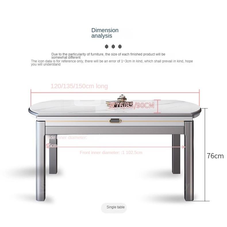 Rock Plate Dining Table and Chairs Combination of Modern Simple Light Luxury Household Solid Wood Retractable Eating Table 8