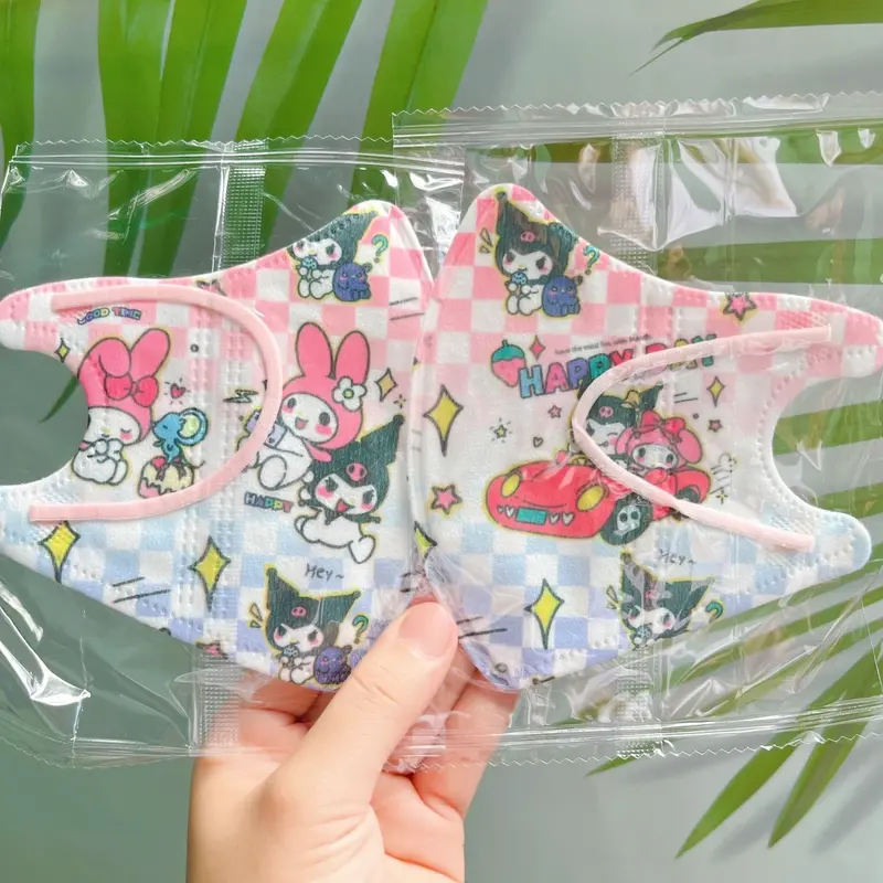 (Kuromi) 2 Size Bé Từ 0-25kg [Túi 10Cái Và Combo 50 Cái] Khẩu Trang 3D Hoạ Tiết Kuromi In Hình Dễ Thương 2 Size Cho Bé (Từ 0-25Kg) Vải Lụa Mềm Mịn 5