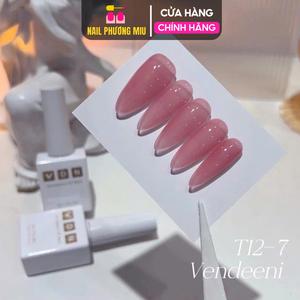 Sơn Gel Màu Thạch Hồng VENDEENI T12-7 Làm Nail Siêu Xinh, Đậm Mướt, Lên Màu Chuẩn, Bền Bóng Nữ Women