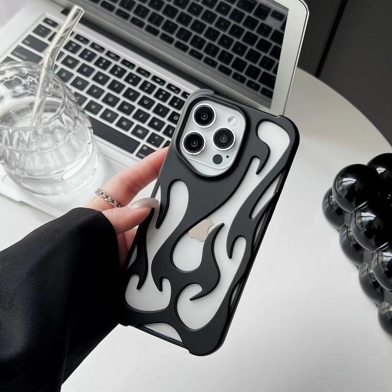 Product Introduction of Flame Pattern Hollow Heat Dissipation Electroplating Purple TPU Mobile Phone Case Protective Cover Suitable for iPhone16 iPhone15 iPhone14 9
