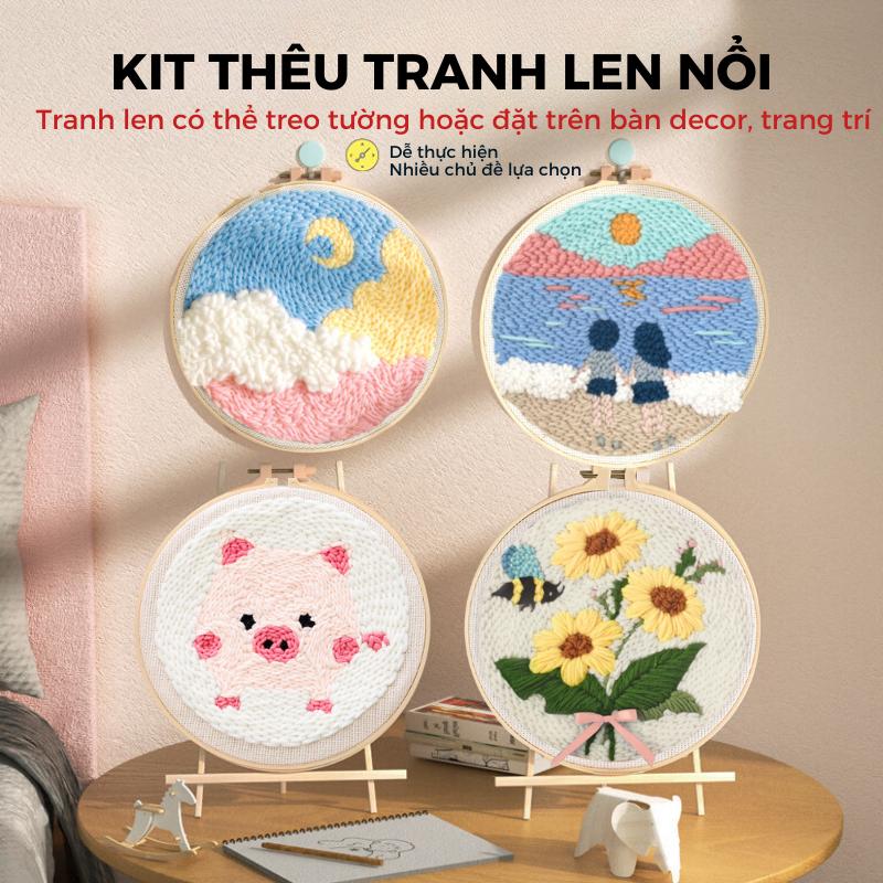 Bộ Thêu Len Xù Nổi Punch Needle Có Video Và Hướng Dẫn Bằng Tiếng Việt tranh thêu len nổi Handmade