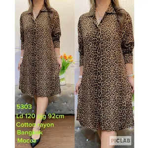 Tunik Leopard Jumbo Import Bahan Rayon Super Adem