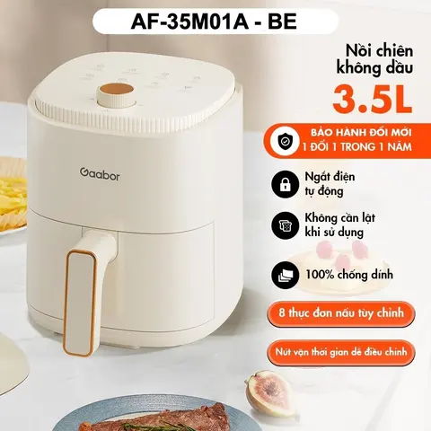 Nồi chiên không dầu Gaabor AF-35M02A 3.5L nút cơ chống dính tiện lợi đa năng mini nhỏ gọn