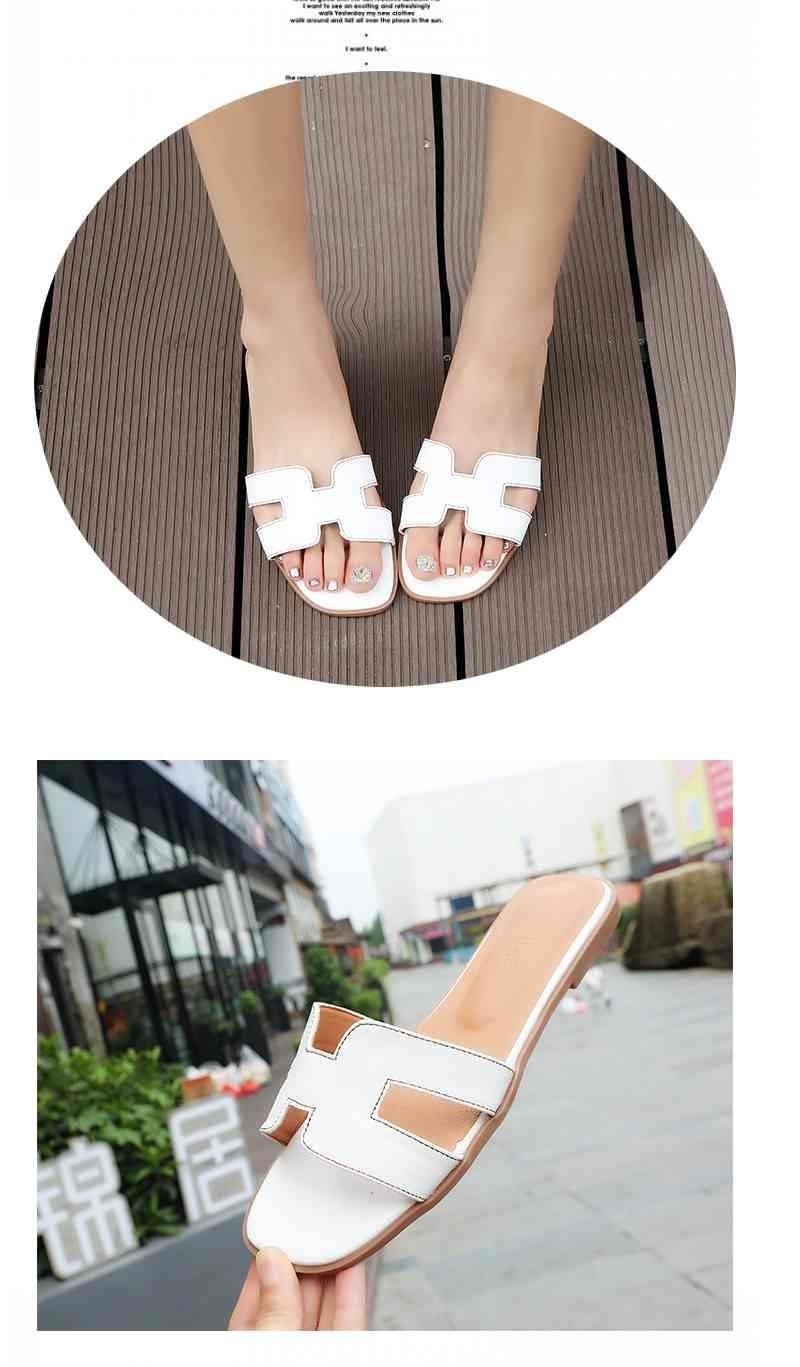 Product Introduction of Slippers, for Women, Available in Size 34 and 41, Popular on the Internet, Celebrity Fashion, Versatile, Flat Sandals, Ins Fashion, Suitable for Summer, Style H 40