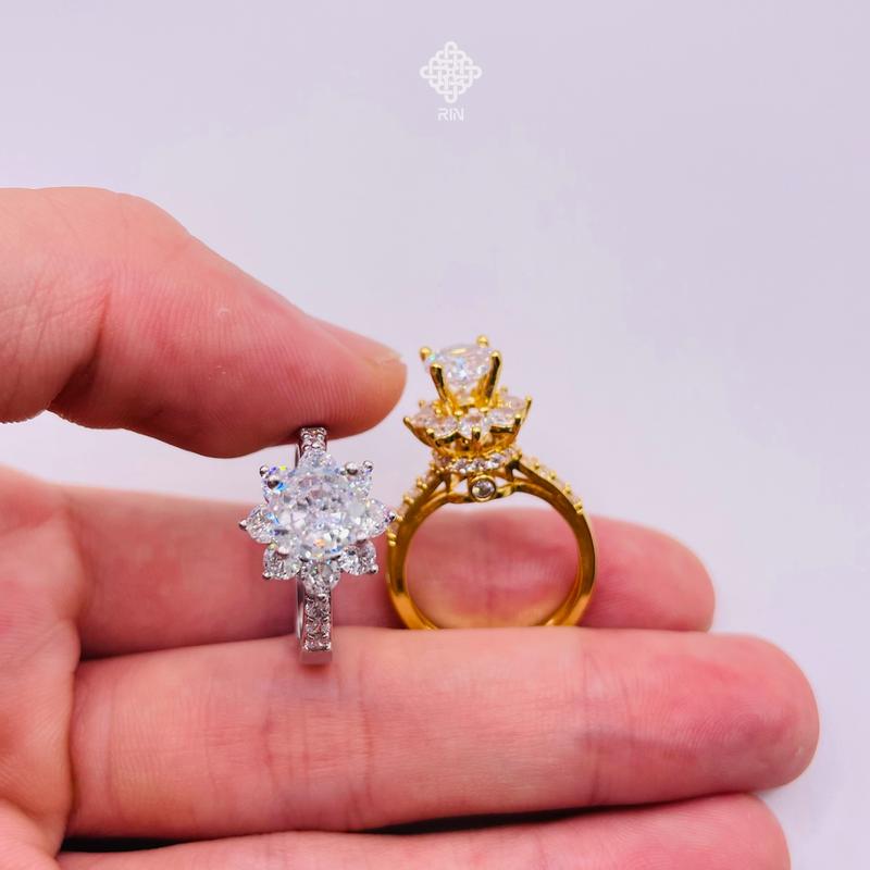 Nhẫn titan không phai không rỉ sét màu vàng hoặc trắng mã 14 Nhẫn titan nữ bền màu trangsucmoiluatuoi.RIN