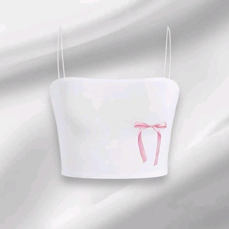 Áo 2 dây đính nơ hồng cưng xỉu 1