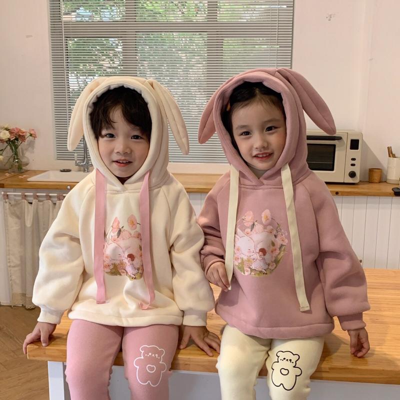 Áo hoodie tai thỏ lót nỉ QCCC cho bé gái