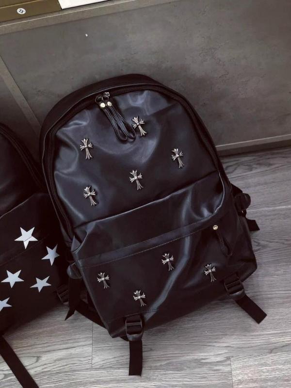 Balo Đi Học Nam Nữ Họa Tiết In Hình Ngôi Sao Chữ Thập,Ba lô size 43cm Da Pu Chống Nước Chất Liệu Da Mềm Siêu Đẹp Hot Trend 2023 Backpack Đeo Vaio Hoa