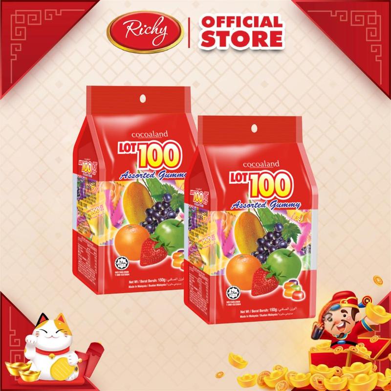 Combo 2 gói kẹo dẻo Lot100 150g vị xoài vàng và vị tổng hợp đỏ - Tết 2025