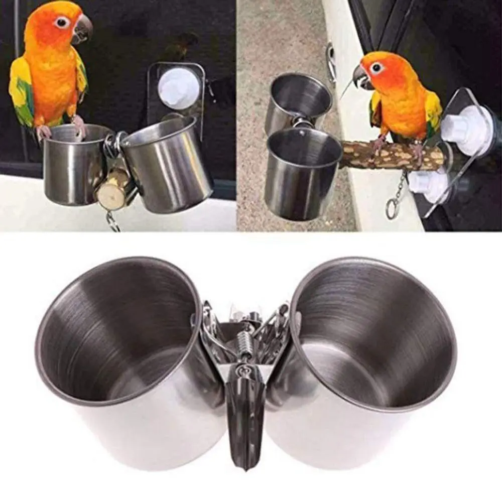 Cốc Tròn Đựng Thức Ăn Cho Chim, Dụng Cụ Cho Chim Ăn Bằng Thép Không Gỉ Chất Lượng Cao, Dụng Cụ Cho Vẹt Ăn