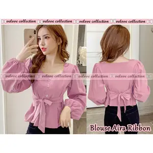 Promo - Blouse - Long Top Korean Style - Lengan Balon - Bisa COD - Sedia blouse wanita || kemeja wanita || blouse kekinian || blouse korean || murah diskon viral terlaris 2023