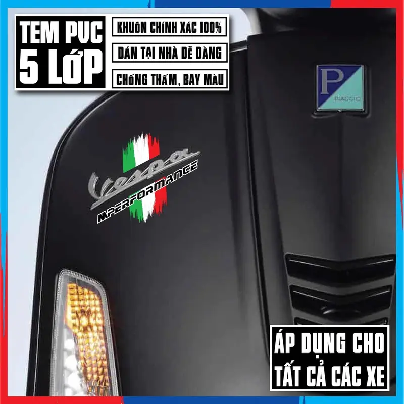 Tem Xe Performance ITALY / AMG / ĐỨC / PHÁP - Chất Liệu PVC Cao Cấp Chống Nước, Bền Màu Dán Xe Máy, Xe Hơi 3