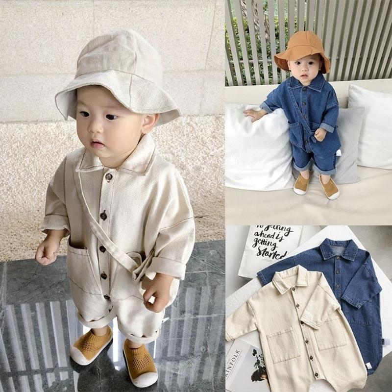 Áo Jumpsuit Quần Denim, Cho Trẻ Sơ Sinh Và Trẻ Mới Biết Đi, Phong Cách Mùa Xuân Và Mùa Thu, Dài Tay, Phong Cách Bảo Hộ Lao Động Áo Liền Quần Denim, Thích Hợp Cho Bé Em Tập Bò, Cho Bé Trai Và Bé Gái, Xu Hướng Denim 1