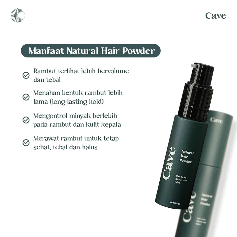 Cave Natural Hair Powder 10 gr - Bedak Styling Rambut Pria Membuat Bervolume Tebal & Anti Lepek 2