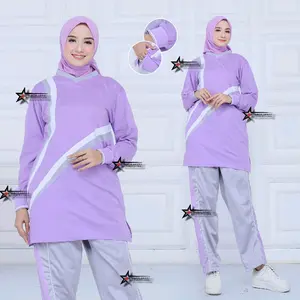 Setelan Baju Olahraga Senam Tunik Wanita Muslimah / Setelan olahraga / seragam Olahraga / one set kaos olahraga Celana Panjang  Sport Atasan Hitam