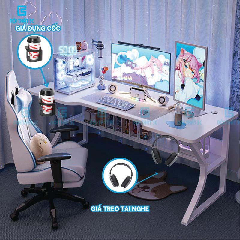  Bàn Gaming Nội Thất-Model 1 Magnus chân K uốn cong bàn Gaming lắp ráp chân K uốn cong kèm phụ kiện giá đựng cốc và thanh treo tai nghe cho học sinh sinh viên chân sắt 2x4cm dày dặn 