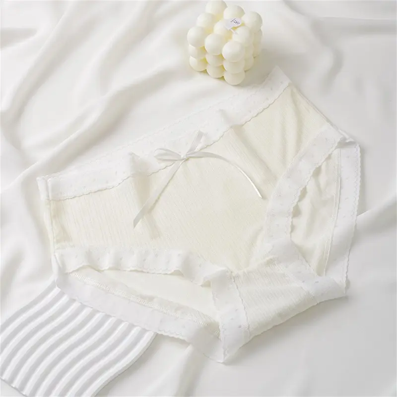 Quần Lót Cotton Nguyên Chất, Mỏng Và Ôm Sát, Miễn Phí Và Thoải Mái Khi Mặc, Cạp Trung Thoáng Khí, Lụa Lạnh Thanh Lịch Cho Nữ, Quần Lót Ren Vải Tuyn Thoáng Khí, Thoải Mái Và Kháng Khuẩn 3