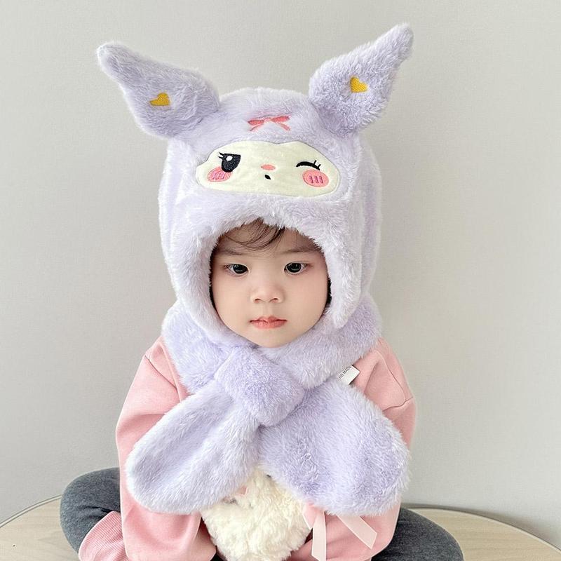 Product Introduction of Mũ Trẻ Em Kuromi, Thiết Kế Hoạt Hình Dễ Thương, Bộ Lông Cừu Ấm Áp, Mũ Ngoài Trời, Mảnh Khăn Quàng Cổ, Mới Mùa Đông, N2L3 21