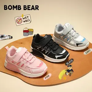 BOMBBEAR ~6301~ Sepatu Sekolah Anak Dengan Fashion Sneakers Mesh Sintetis Premium, Kualitas Nyaman Lentur Ringan Desain Ergonomis untuk Aktivitas Aktif Si Kecil! warna Hitam, Pink dan Abu dengan size 26-37