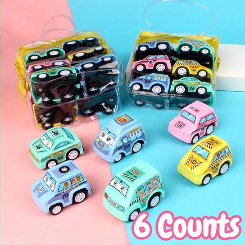 Cartoon Car Design Toy, 6 Counts/set Mini Engineering Vehicle, Small Fire Truck, Inertia Car Toy Vehicles, Cute Car Gifts for Birthday Holiday Festivals, Party Favors Stocking Stuffers Prizes for Surprise