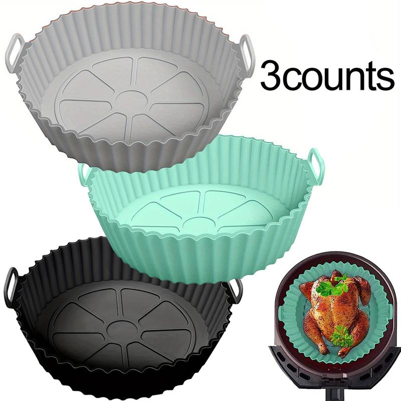 Silicone Heat Resistant Air Fryer Liner, 2/3/6 Counts Reusable Non-stick Air Fryer Baking Pan, Kitchen Baking Accessories, Baking Supplies 3