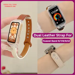 Dual Leather strap and Case for Huawei band 10 9 8 7 6