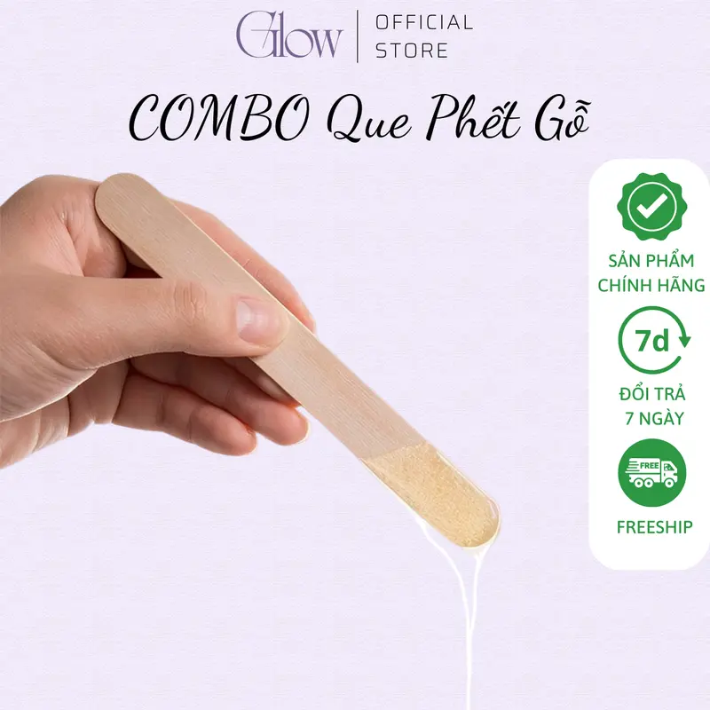 ( QUÀ TẶNG KHÔNG BÁN ) Combo 4 Que Gỗ Wax Lông Tiệt Trùng GLOWWAXING 1