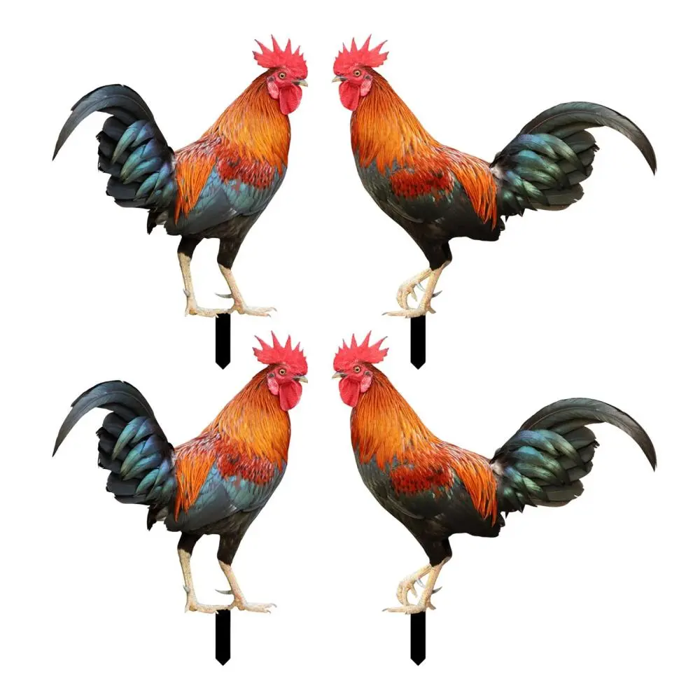 Rooster Animal Statue Garden Stakes Standing Ornament for Patio Outdoor