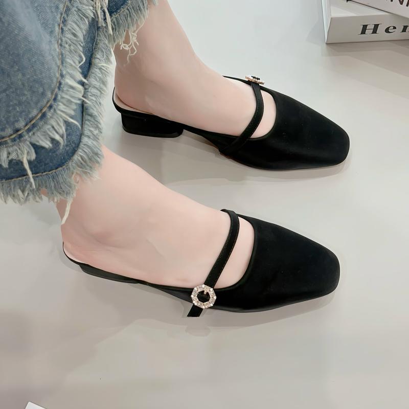 Dép Cao Gót Nữ Mũi Vuông gót vuông cao 3P khóa Lục Giác êm và mềm - Cao 3cm - size 35 tới 40 mã DepLucGiac3P DéP GiàY giày bup giay bit got3 Shoes Sandal