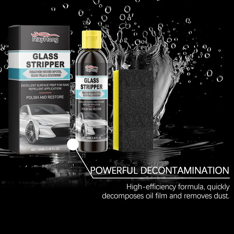 Car Glass Oil Film Cleaner, Car Glass Anti-rain & Anti-fog Cleaner, Car Window Cleaning & Care Fluid, Professional Car Cleaning Tool 1