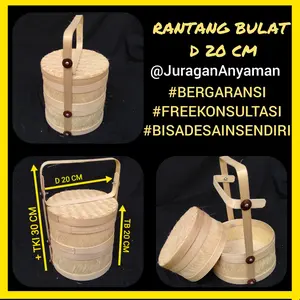 Kemasan Hampers Idul Fitri Lebaran Ramadhan Natal Imlek Tahun Baru / Rantang Bambu 2 Susun D 20 CM