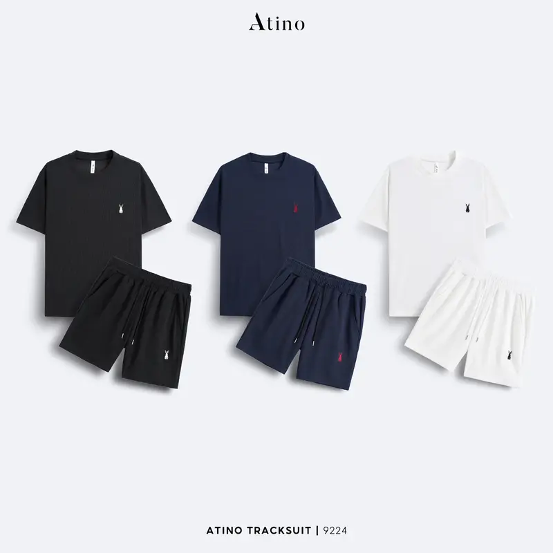 Bộ Thể Thao Nam 3 Màu Họa Tiết Thêu Con Thỏ ATINO L.3.9224 Form Slim