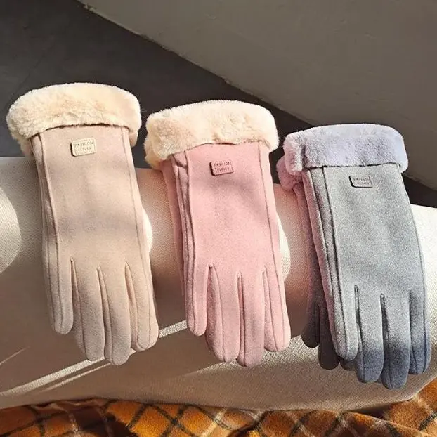 [ Happy Girl Shop ] Glove Musim Dingin Wanita Import Korean Edition Style Looks Menawan Fitting Activity Hiking Desain Touch Screen Gadegt Full Cover Wrist Bulu Thick All Colour Beatiful Sweet Good Seller Suede Inner Flace Warm Premium WINTER GLOVE 1