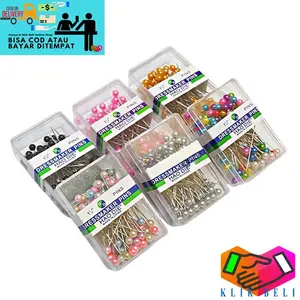[SSM] [BESAR] Jarum Pentul Mika Besar Box Isi +- 90 pcs Peniti Pin Hijab Pentol Stainless Steel