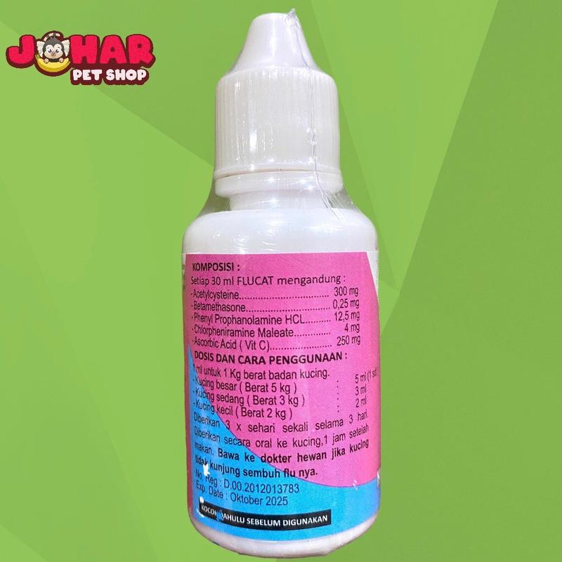 Flucat obat flu demam pilek bersin kucing kitten cat 30ml 2