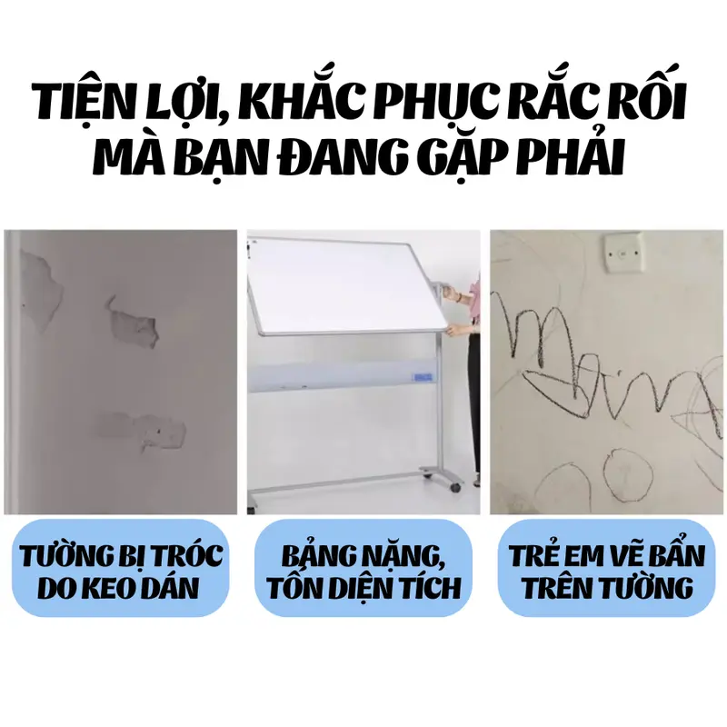 Bảng Trắng Dán Tường Từ Tính Không Dùng Keo, Bảng Viết Bút Lông 4