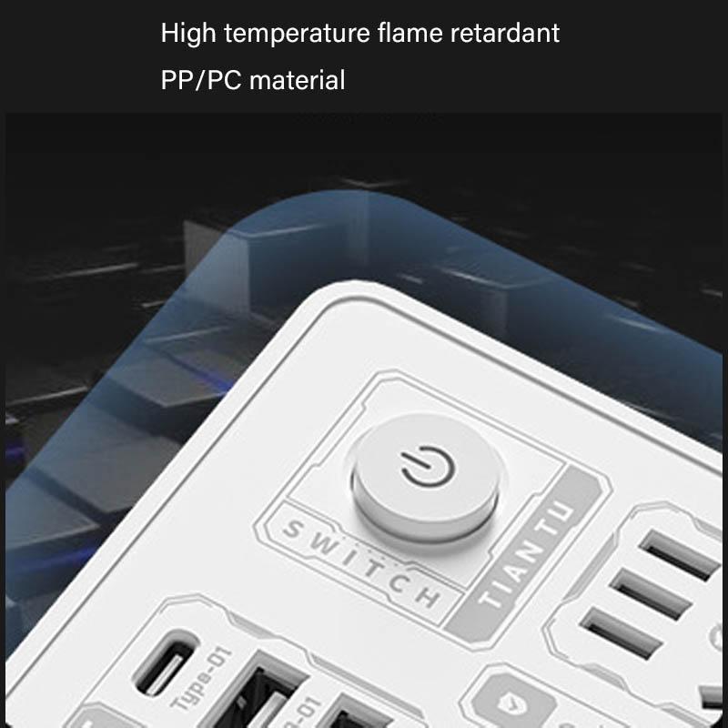Multi functional socket converter - dual USB+Type-C charging port, compact and portable 5