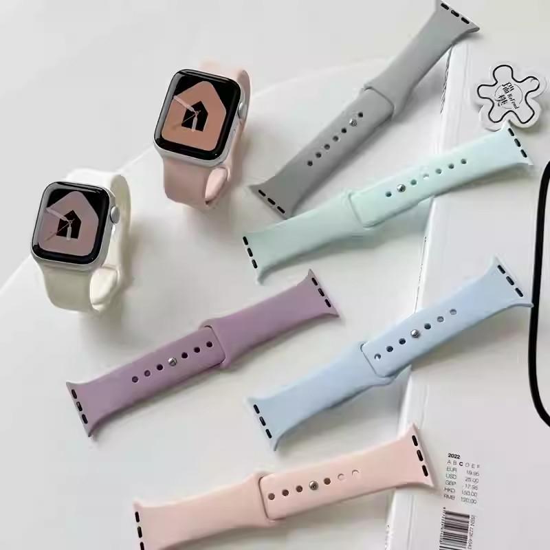 Tali Jam Tangan Sport Silicone Strap for Apple Watch Strap SE Ultra 3 2 Series 11 10 9 8 7 6 5 4 3 IWatch 49mm 46 45 44 42 41 40 38mm Soft Replacement Rubber Band Accessories for Smartwatch I8 S10 S8 S9 Pro Max T900 T800 Ultra 8 MAX 9 PRO S20 T500