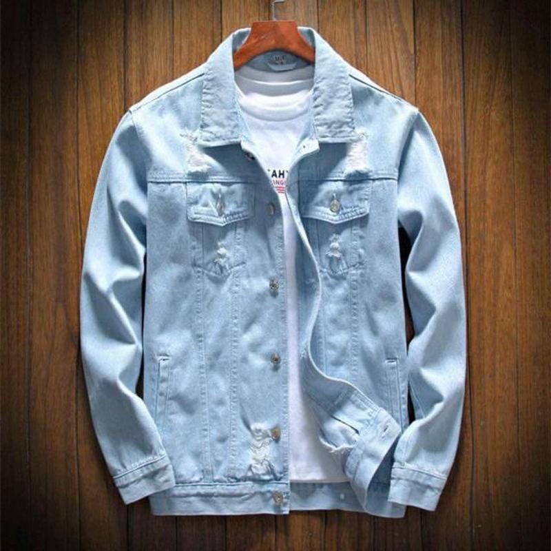 Áo Khoác Xanh Rách Vai Dành Cho Nam Nữ BB Jeans Menswear Jean Tay Dài Jacket Denim Kaki Kem