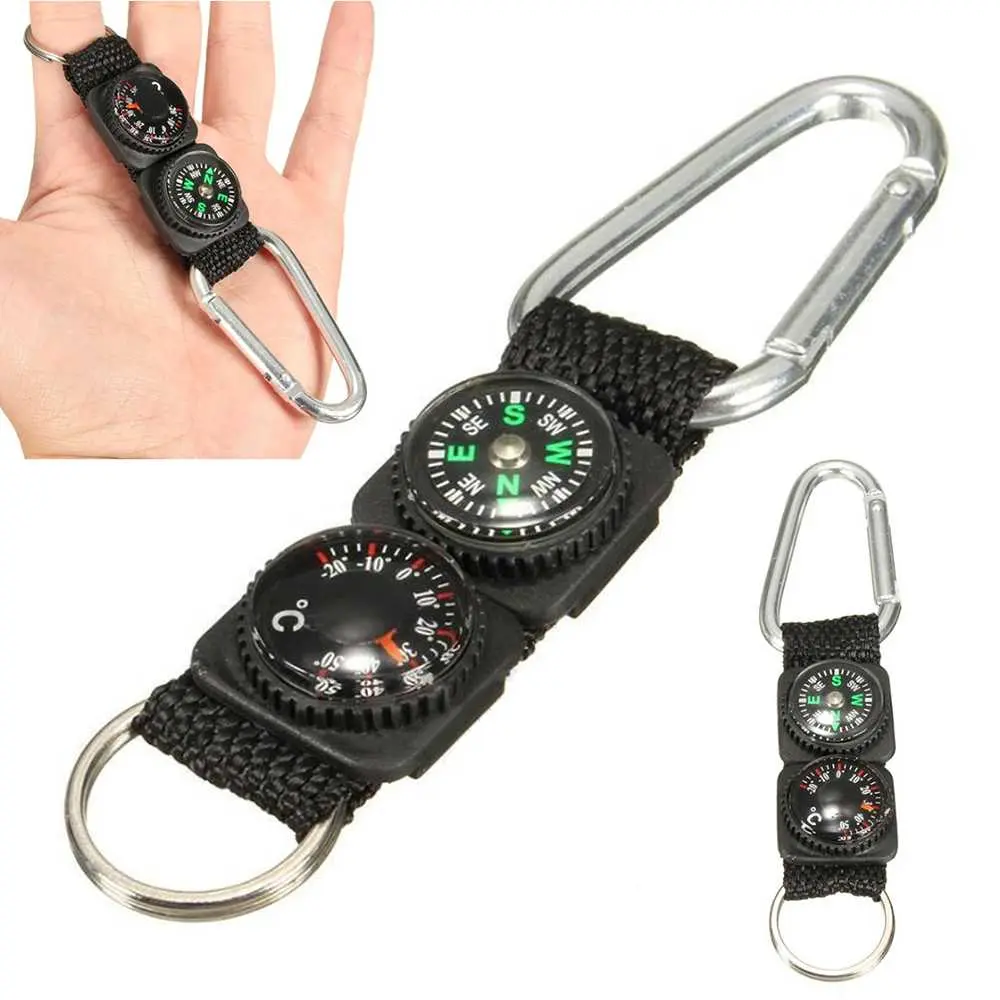 Mayitr Gantungan Kunci 3 in 1 Kompas Termometer Carabiner Key Ring - SF6244